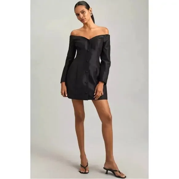 Anthropologie | Dresses | Anthropologie Hutch Longsleeve Offtheshoulder Mini  Dress In Black M Nwt 88 | Poshmark
